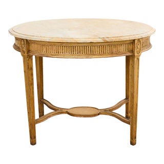 French Louis XVI Neoclassical Style Marble Top Center Table For Sale