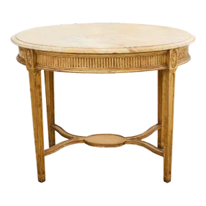 French Louis XVI Neoclassical Style Marble Top Center Table