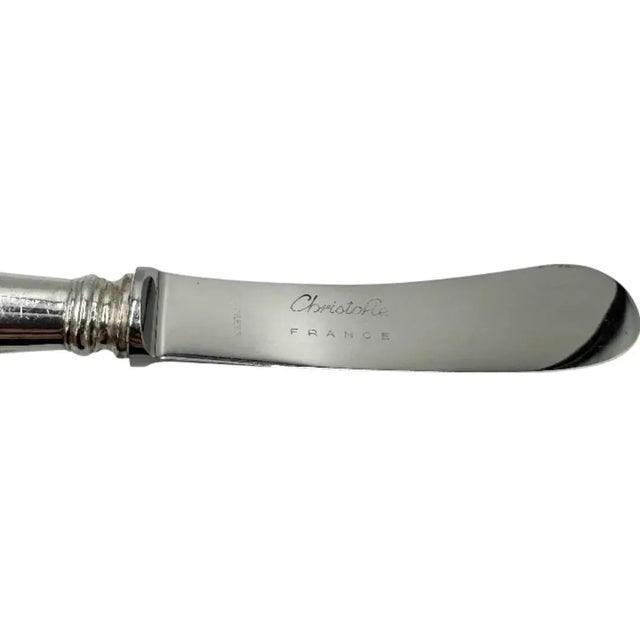 French Vintage Christofle France Sterling Silver Knife Butter Cheese Spreader For Sale - Image 3 of 12