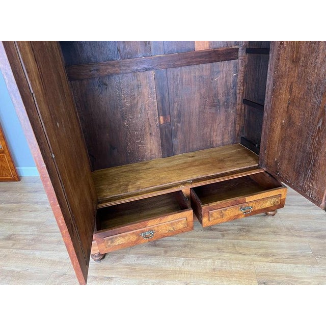 Antique French Carved Walnut Mirrored 2-Door Armoire For Sale - Image 17 of 18