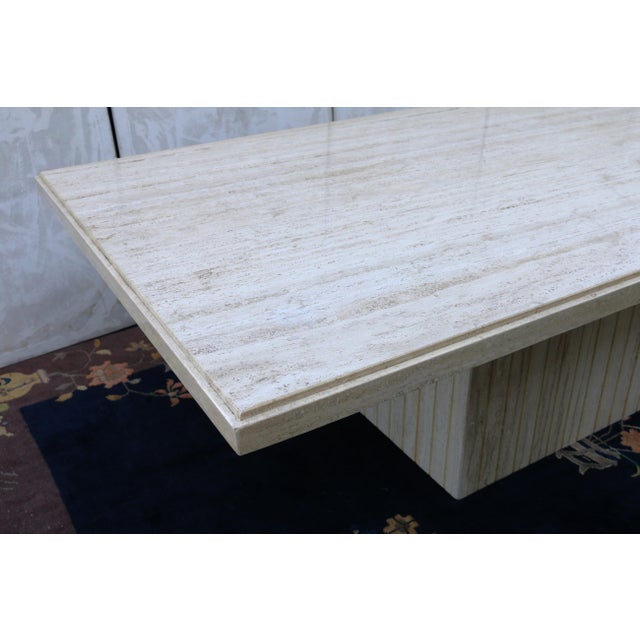Vintage 1970s Italian Travertine Pedestal Dining Table – Mid-Century Modern For Sale - Image 4 of 18