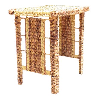 Woven Seagrass Accent Table For Sale