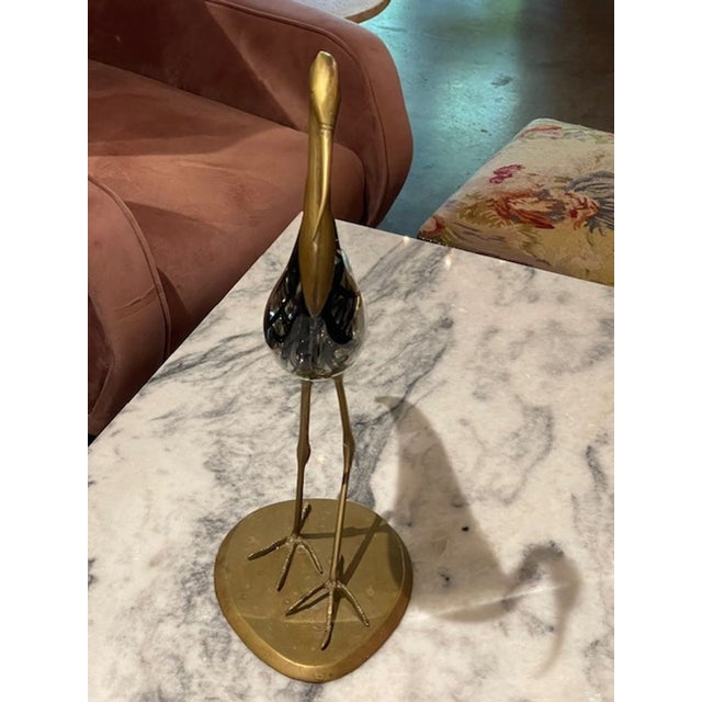 Late 20th Century Vintage 1970’s Murano Glass and Bronze Crane For Sale - Image 5 of 6