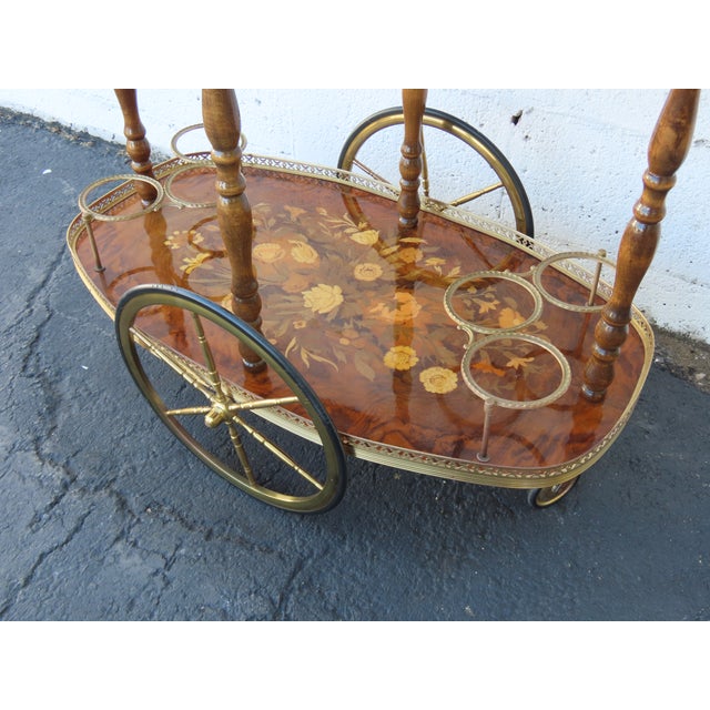 Italian Inlay Bar Server Tea Coffee Cart 6582 For Sale - Image 12 of 14