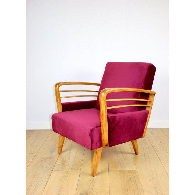 Vintage Art Deco Loft Armchair in Raspberry, 1960s For Sale - Image 10 of 13