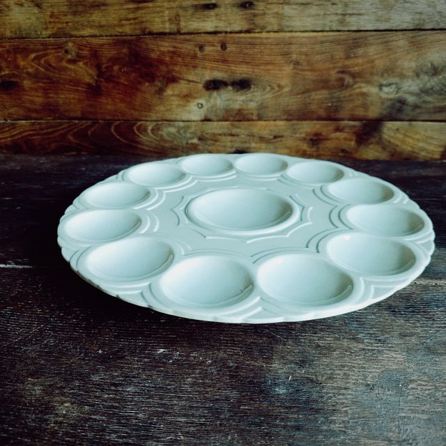 Stunning light blue oyster tray in majolica ceramic from the 20s, in the purest Art Deco style. It's from the famous...
