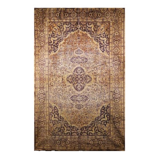 Vintage Turkish Silk Area Rug, Floral Medallion, Mid-20th Century, 4' x 6' For Sale