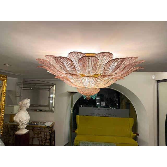 Pink Amethyst Murano Glass Leaves Ceiling Light, 1990s For Sale - Image 17 of 18