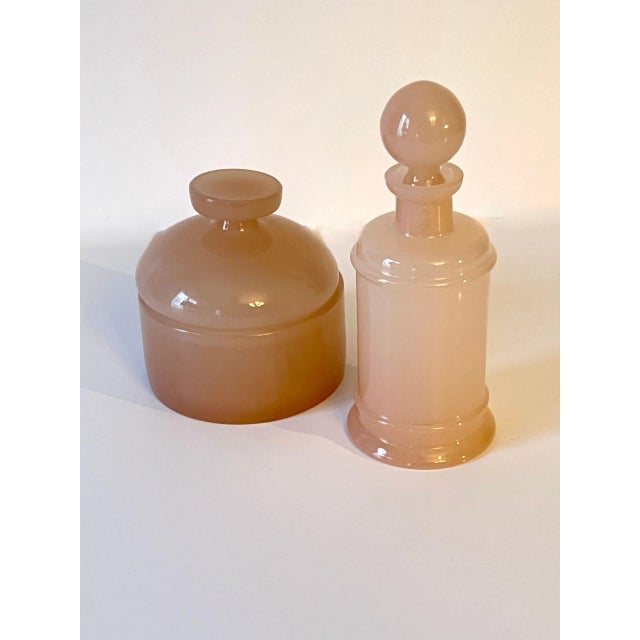 Cenedese Lidded Italian Pink Apothecary Glass for Vanity - Set of 2 For Sale - Image 4 of 6