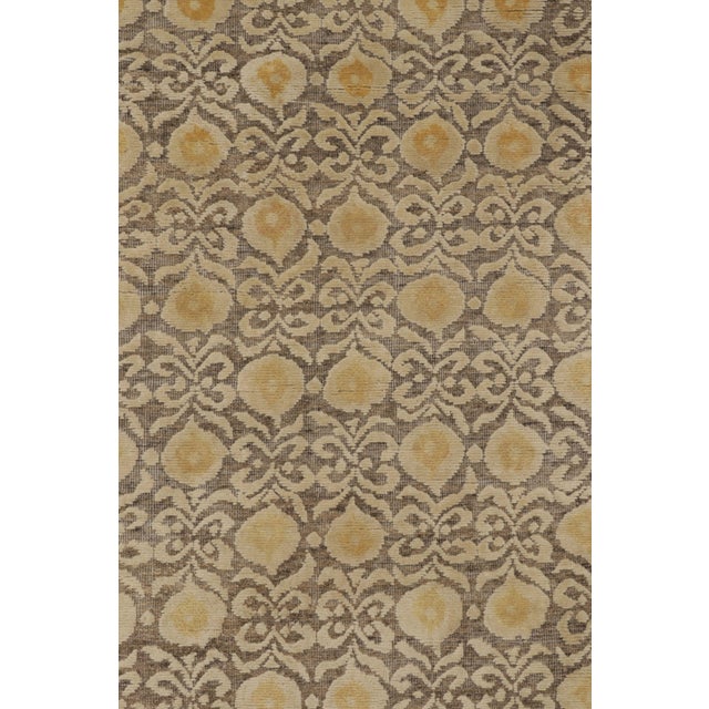 2010s Rug & Kilim’s Block Print Runner With Gold & Beige-Brown Geometric Pattern For Sale - Image 5 of 10
