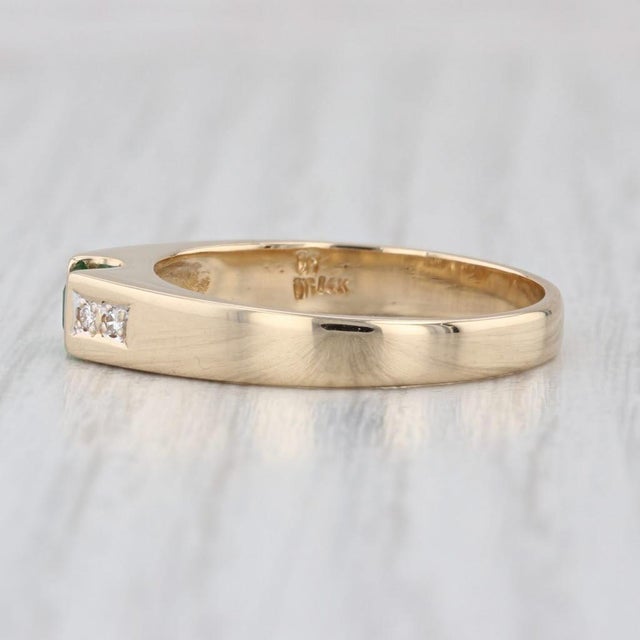 0.29ctw Emerald Diamond Ring 14k Yellow Gold Size 8.5 Engagement Stackable For Sale - Image 4 of 8