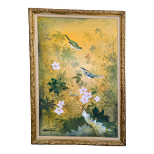Hawaiian Artist Hiroshi Honda (1910-1970) Original Japanese Kacho-Ga Painting "Bokkotsu on Silk"