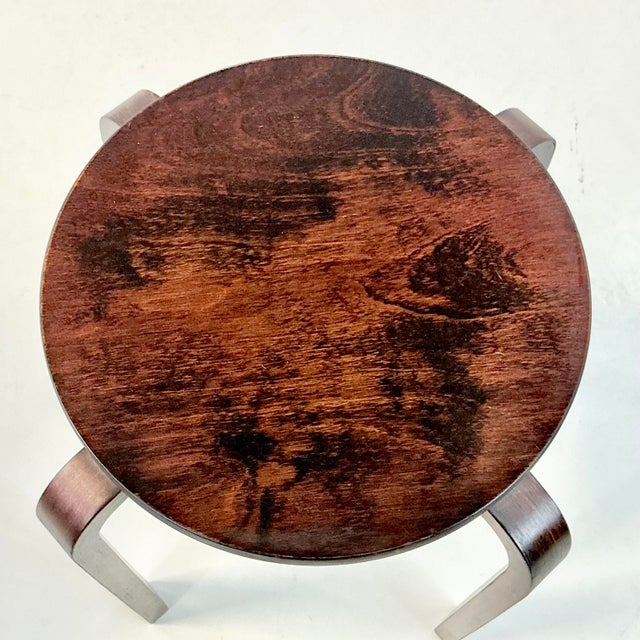 Wood 1980s Vintage Danish Modern “Dot” Tripod Bentwood Stool or Drinks Table After Arne Jacobsen. For Sale - Image 7 of 10