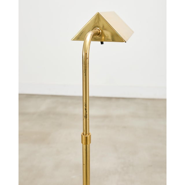 Pair of Mid-Century Brass Adjustable Pharmacy Floor Lamps For Sale - Image 9 of 18