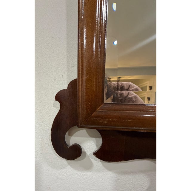 Vintage Chippendale Style Mahogany Wall Mirror For Sale - Image 4 of 10