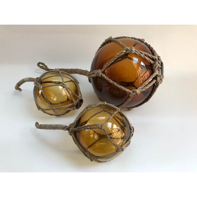 Large Vintage Nautical HandBlown Glass Fishing Floats Set of 3 Chairish