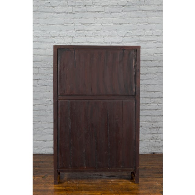 Red Lacquer Cabinet With Multiple Carved Doors From China, Mid-19th Century For Sale - Image 12 of 12