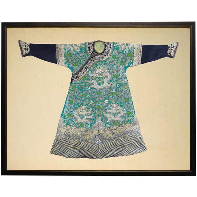 Green & Turquoise Robe in Black & Copper Shadowbox 29x23 For Sale