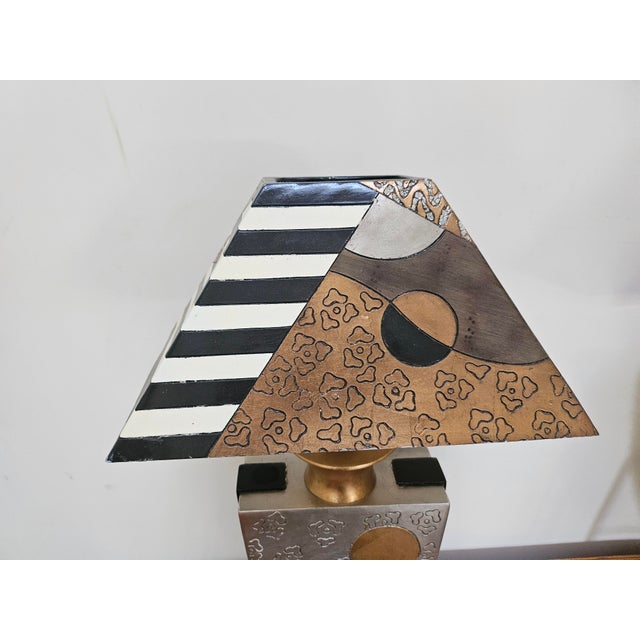 Tribal 1980s Pair of Postmodern Lamps Attributed to Lam Lee For Sale - Image 3 of 13