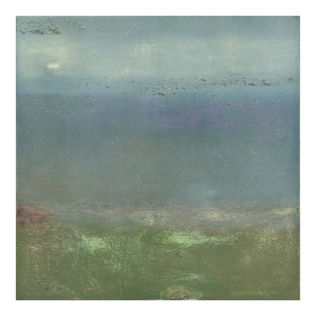 Awh 352 - Dreamy Abstract Landscape Original Minimalist Colorfield Oil Painting on Canvas For Sale