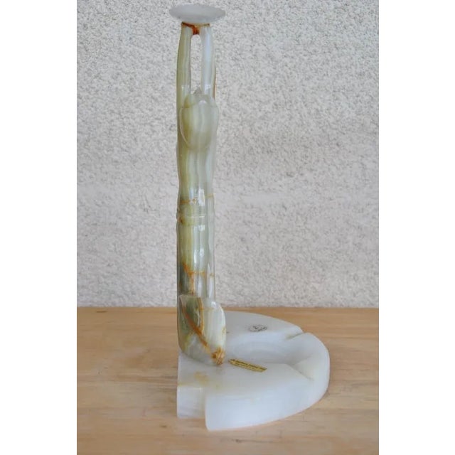 Unique Art Deco Style Onyx Sculpture Which May Be Used as a Candle Holder or Ashtray For Sale - Image 4 of 13