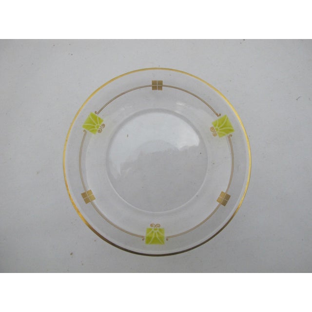 Mid 20th Century Mid Century Modern MCM Gold & Green Enamel Crystal Small Dessert Bowl Set of 5 For Sale In Portland, OR - Image 6 of 6