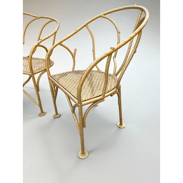 Vintage Solid Iron Signed "Winterthur" Faux Bois Settee Sofa & Chairs Set For Sale - Image 4 of 9