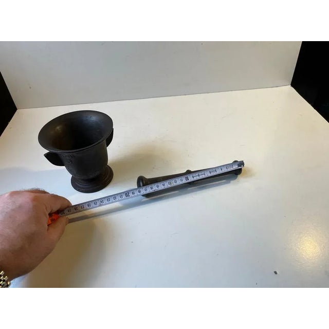 Antique Cast Iron Mortar and Pestle, Set of 2 For Sale - Image 10 of 11