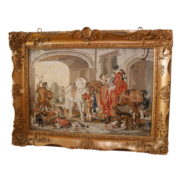 Flemish Tapestry Panel with Medieval Hunting Scene For Sale