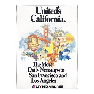 1970 "United Airlines - United's California" Poster For Sale
