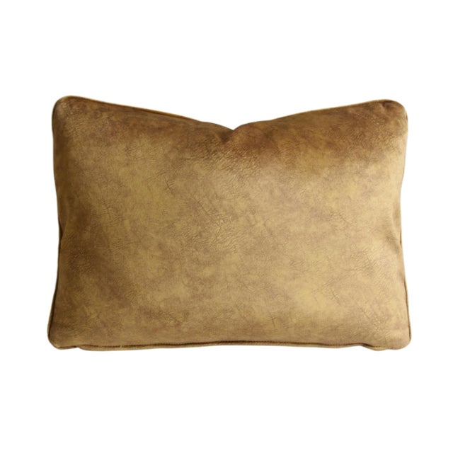 Gold Designer Clarence House Saratoga Fabric Feather/Down Pillow For Sale - Image 8 of 10