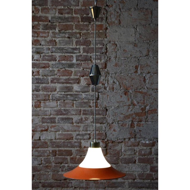 Mid-Century Chandelier in Brass and Lacquered Steel, Czech, 1960s For Sale - Image 6 of 18