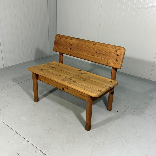 Bench with storage space by Korup Desgn, Denmark (labeled). Solid pine wood with nice details like the wing at the back of...