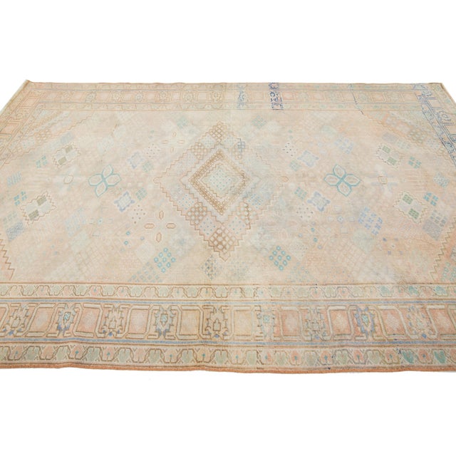 1930s Geometric 1930s Handmade Josheghan Persian Wool Rug in Beige For Sale - Image 5 of 9