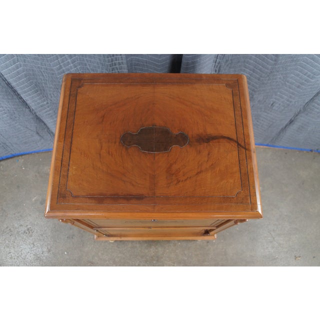 Antique Late Victorian Walnut Burl Music Console Phonograph Cabinet Record Stand For Sale - Image 6 of 14