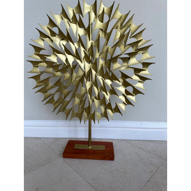 Vintage 31” Brutalist Metal Sunburst Objet in the Manner of Marc Weinstein For Sale - Image 10 of 12