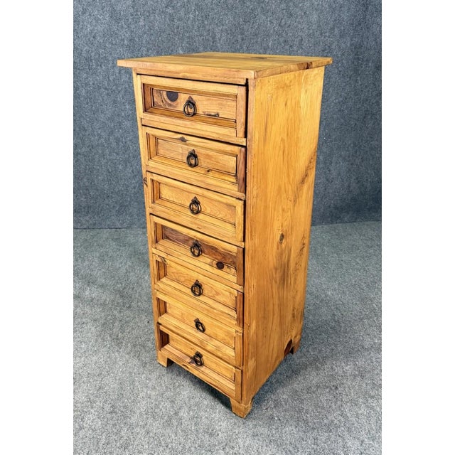 Mexican Vintage Light Pine 7-Drawer Lingerie Chest For Sale - Image 3 of 14