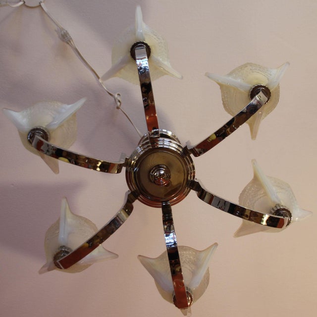 Art Deco Tulip Chandelier from Petitot, 1930s For Sale - Image 6 of 18