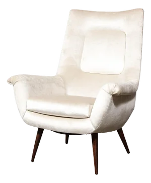 Mid-Century Tufted Back Lounge Chair in Platinum Velvet by Lawrence Peabody