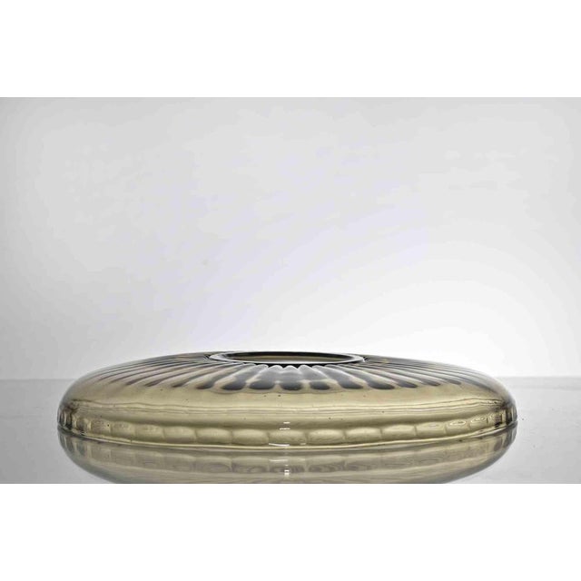 Vintage Italian Art Glass Plate in Transparent Beige and Yellow, 1970s For Sale - Image 4 of 6