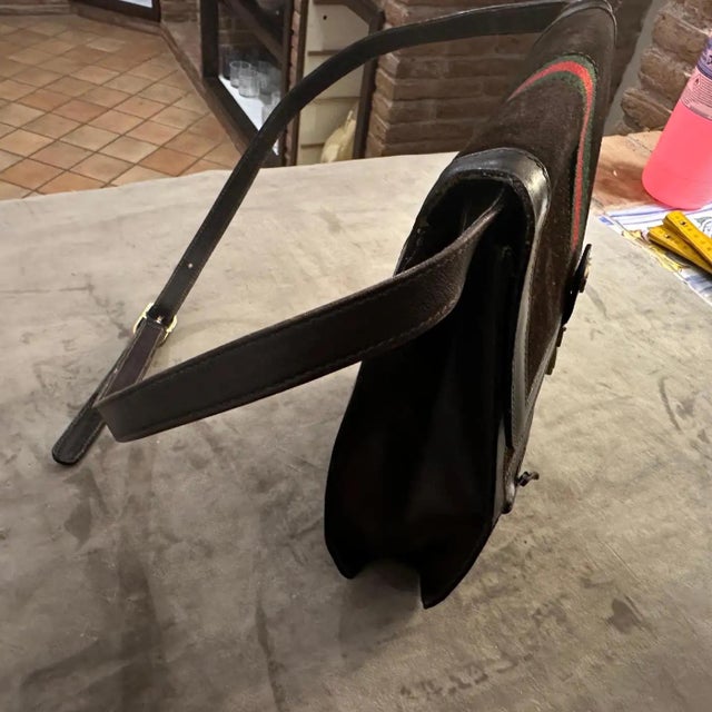 This is a classic 1970s Gucci men's bag, reflecting the timeless sophistication and craftsmanship for which Gucci is...