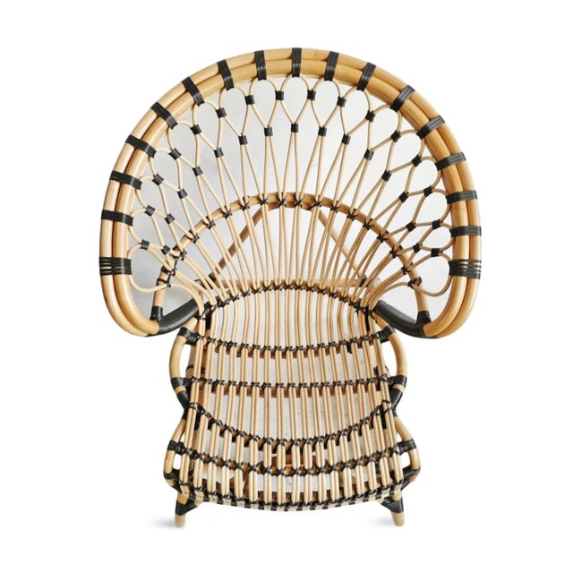 Mid-Century Modern Bamboo With Black Tie Side Chair For Sale - Image 3 of 9