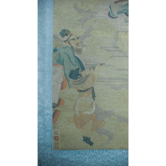 Chinese Buddhist Deities Among the Clouds Scroll For Sale - Image 3 of 9