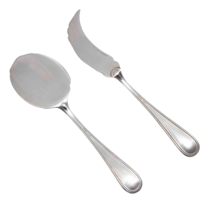 Vintage Silver Cake Server and Serving Spoon, 1960s, Set of 2