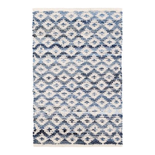 Dash & Albert by Annie Selke Denim Rag Diamond Ivory Woven Cotton Rug, 2' x 3' For Sale