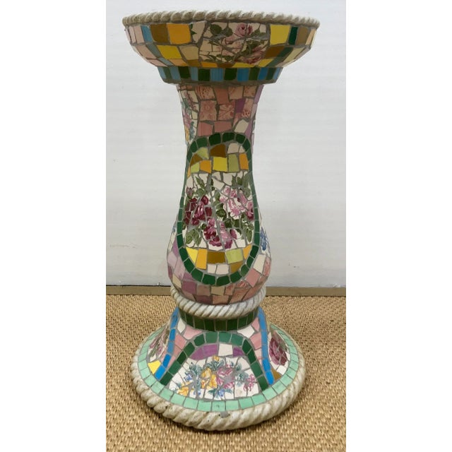 Shabby Chic Vintage Artistic Mosaic Colorful Plant Stand or Pedestal Column For Sale - Image 3 of 7