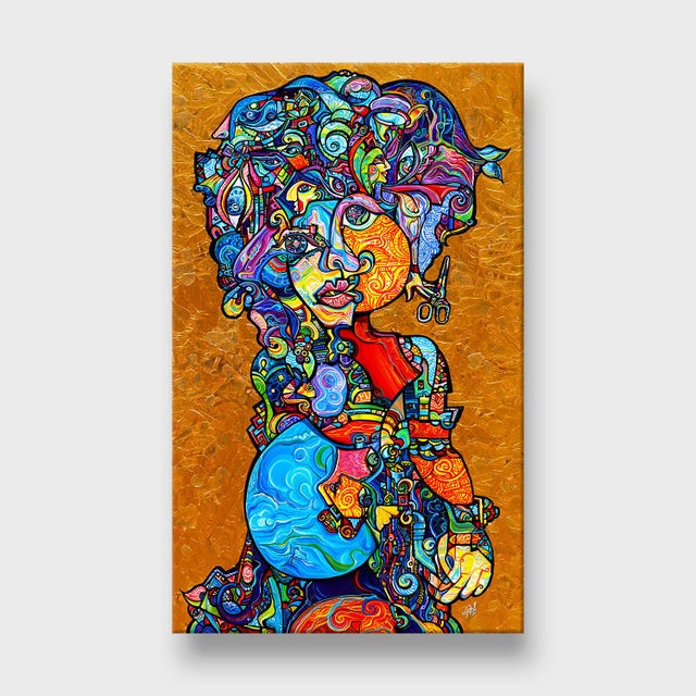 This is a one-of-a-kind original cubist painting by San Diego artist, Alexander Arshansky. Its dimensions are 30" x 28" x...