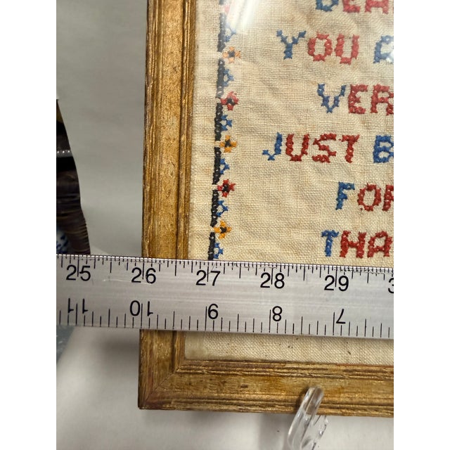 Rustic Antique Dear House Sampler in Frame For Sale - Image 3 of 8