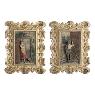 Porcelain Wall Plates, Set of 2 For Sale