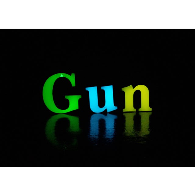 This striking led letter set consists of one large g, one lowercase u, and one lowercase n, together forming the english...